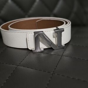 White Belt with Silver N Buckle